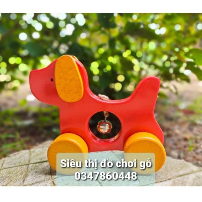 ĐỒ CHƠI - CHÚ CHÓ GỖ ĐEO LỤC LẠC- Đồ chơi gỗ an toàn, thông minh, giúp trẻ vui chơi