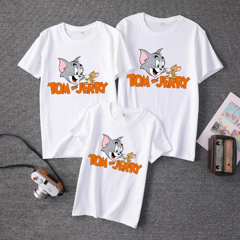 Áo thun nam nữ in hình Tom và Jerry form rộng vải mềm mịn
