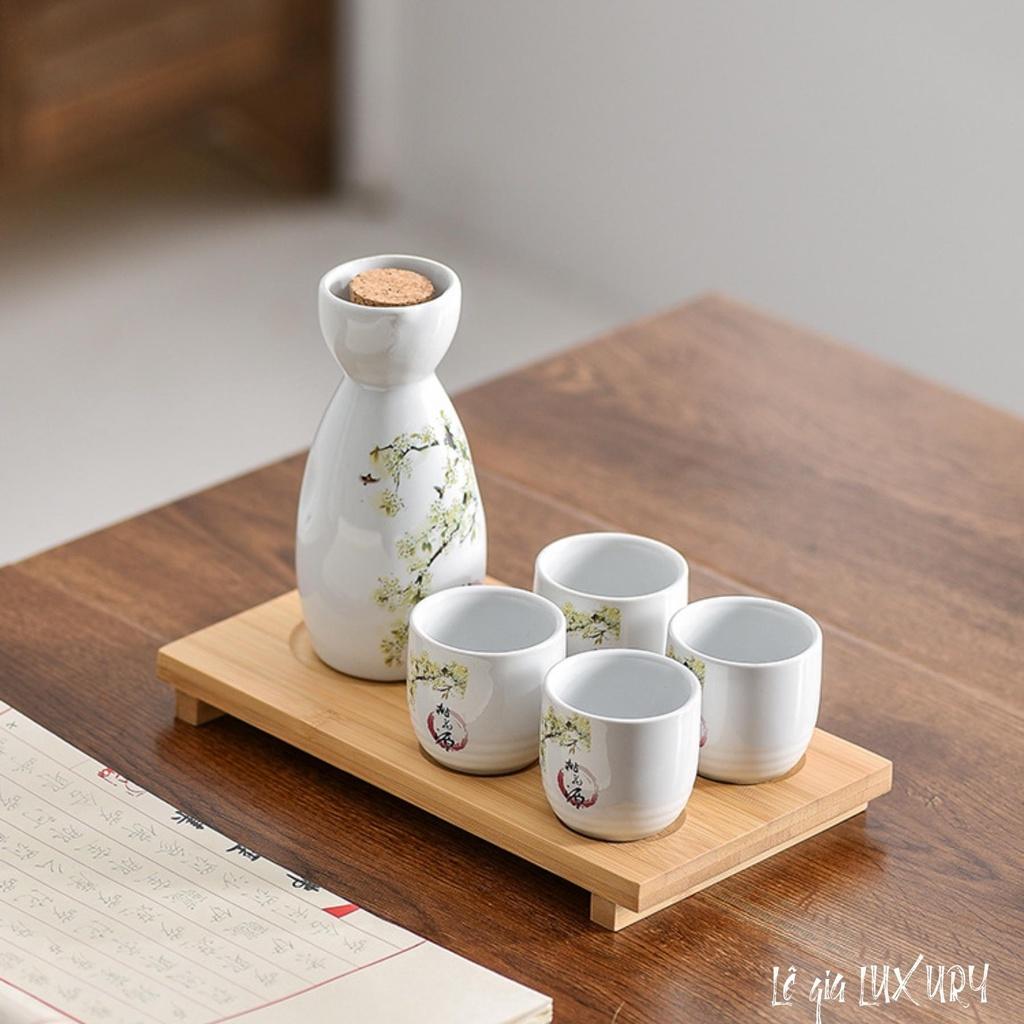 Bộ bình rượu gốm sứ Sakura phong cách Nhật Bản Cổ Điển, Bộ bình rượu Sake cao cấp