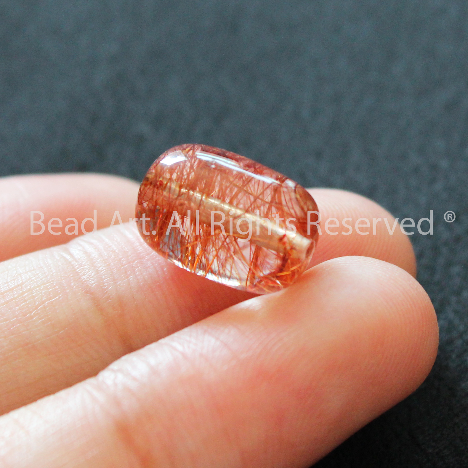 13x9MM Đá Thạch Anh Tóc Đỏ Loại AAA, Mệnh Hoả, Thổ, Đá Phối Vòng Tay Phong Thuỷ, Chuỗi Hạt - Bead Art