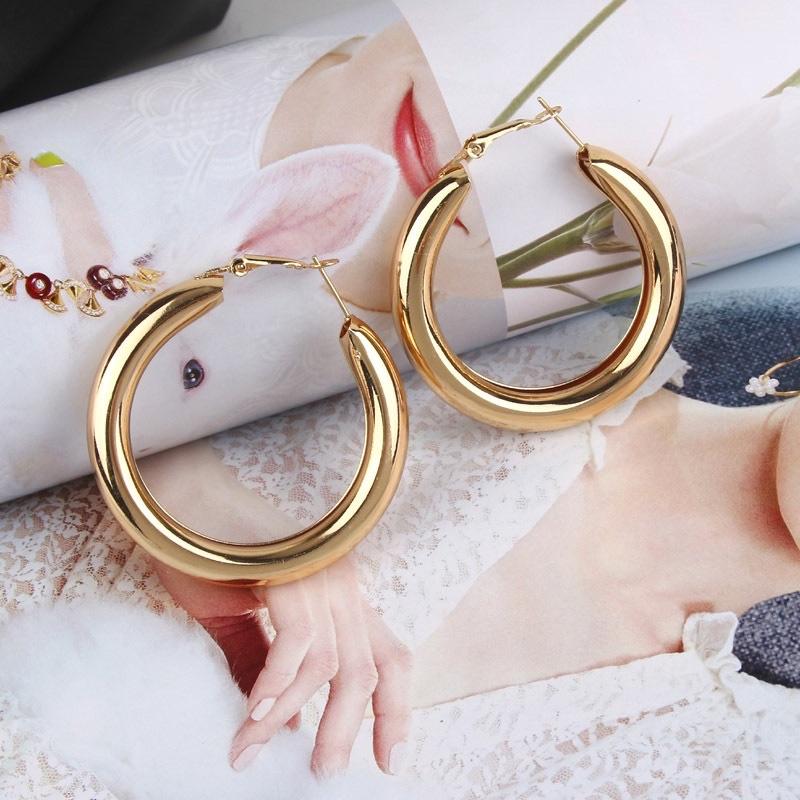Khuyên tai tròn phong cách âu mỹ - Hoa tai dáng tròn trơn