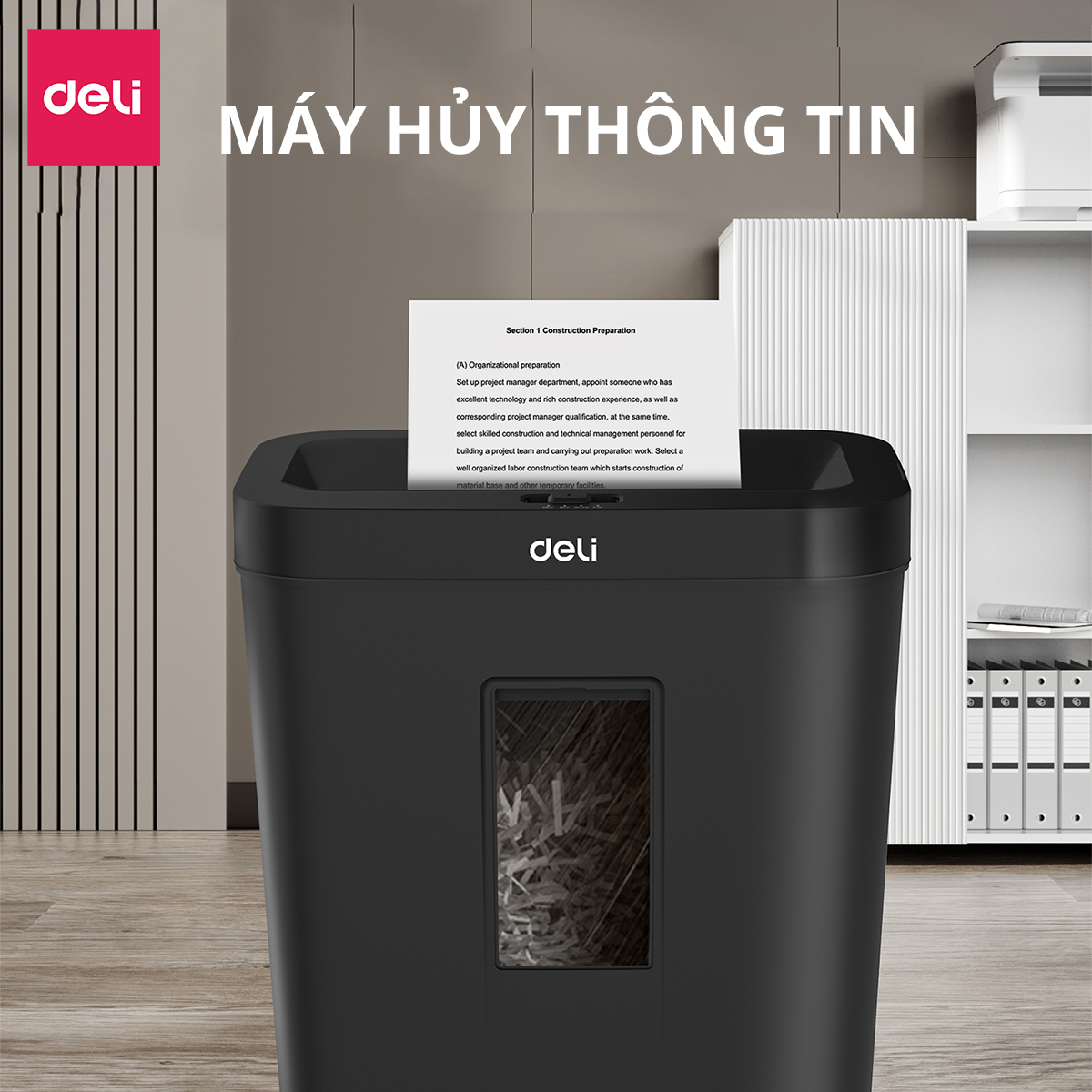 Máy Hủy Tài Liệu Cao Cấp 12L Deli - Máy Huỷ Giấy 12 Lít Phù Hợp Cho Bảo Mật Giấy Tờ Trong Doanh Nghiệp, Văn Phòng, Nhà Trường - Hãng Chính Hãng - ET021