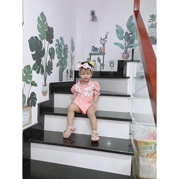 Body Cổ Xếp Li Màu Hồng Bé Gái 3 Đến 12kg, Bodysuit Chất Đũi Lụa Mềm Mát