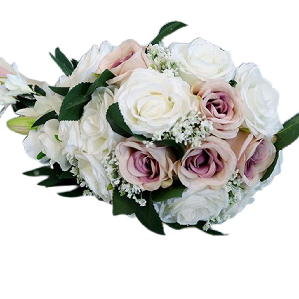 Artificial Rose Bouquet Floral Flowers Bridal Wedding Valentine\'s Day Decor