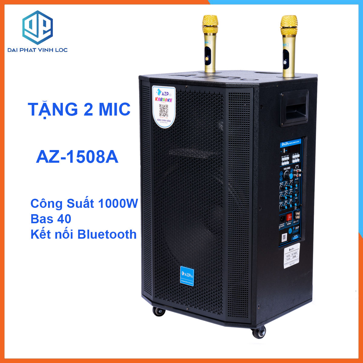 Loa Kéo Karaoke Công Suất Lớn 1000W| Loa Kéo Giá Rẻ AZ-1508A Bas 40 (3 ĐT)| Loa Kéo Hát Karaoke Bluetooth Đọc Được Usb | Loa Karaoke Bass 40 Chơi Ngoài Trời