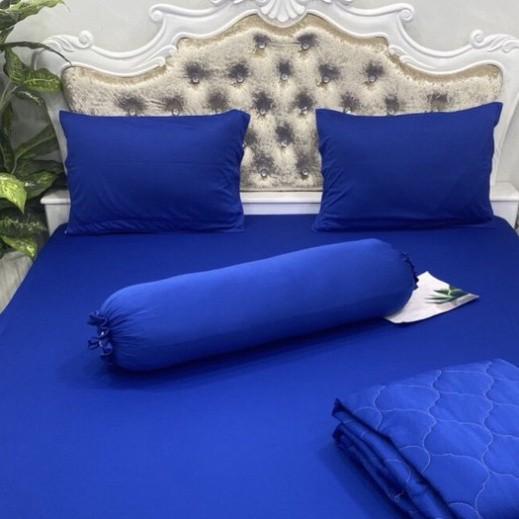 Bộ 4 Món Ga Gối Thun Mát Mềm Thun Lạnh Cao Cấp LAN PHAM BEDDING- Màu Xanh Coban
