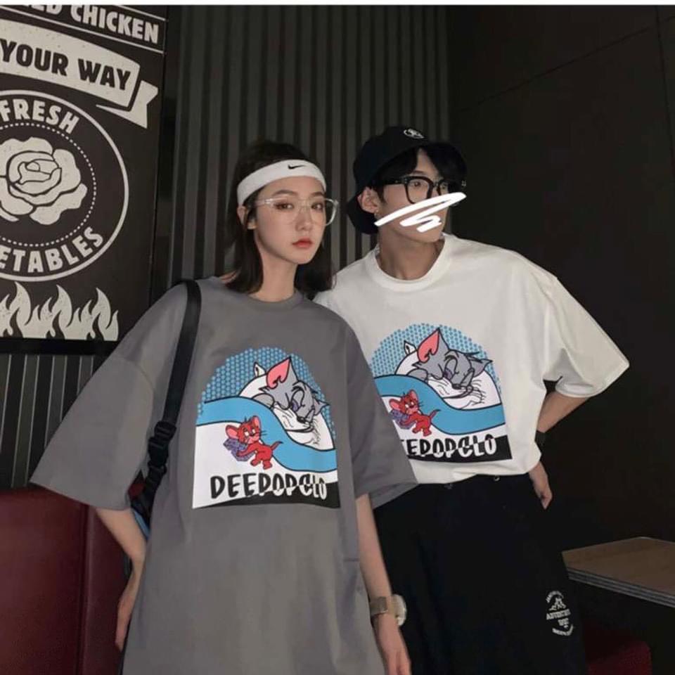 Áo Thun Nữ Tay Lỡ - Áo Phông Nam Nữ Form Rộng Freesize Ulzzang Vải Chất Cotton Mịn Mát Kita Unisex - Mẫu Mèo DEEPOPCLO