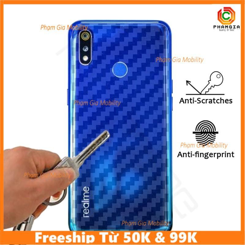 Dán mặt lưng skin carbon dành cho Realme - vân nổi 3D trong
