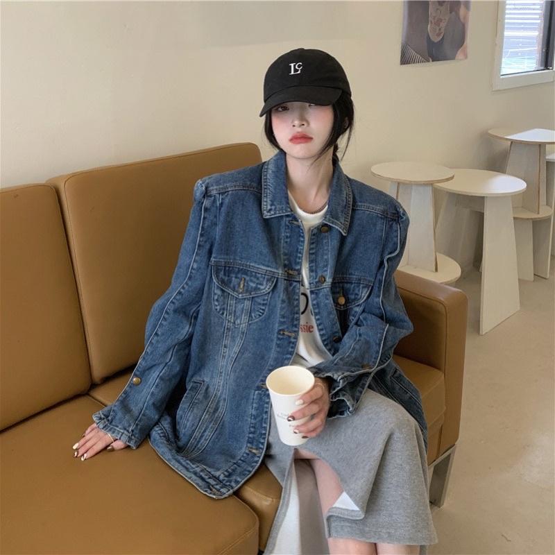 ÁO KHOÁC BÒ XANH ĐẬM DEMIN FORM THỤNG