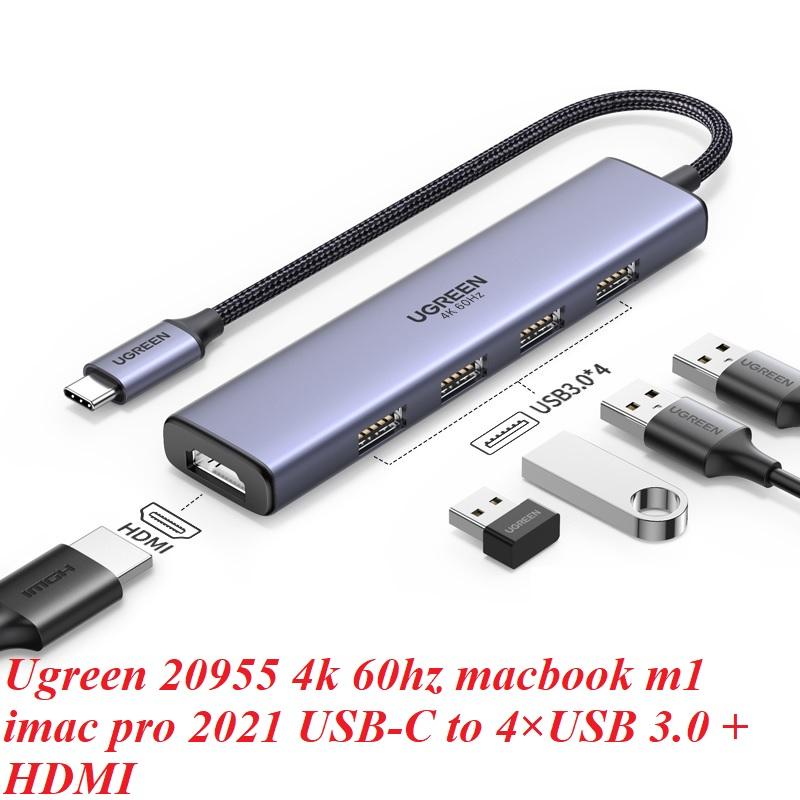 Ugreen UG20955CM478TK 4k 60hz macbook m1 imac pro 2021 Type C sang 4×USB 3.0 + HDMI Bộ chuyển đổi - HÀNG CHÍNH HÃNG