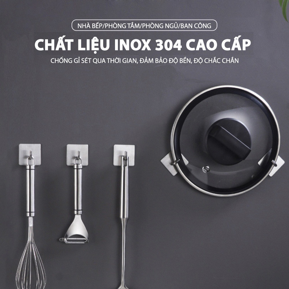 COMBO 5 Móc Dán Tường Inox 304 Cao Cấp - Keo 3M Siêu Dính - Treo Quần Áo, Khăn, Dụng Cụ Bếp, Đồ Nhà Tắm