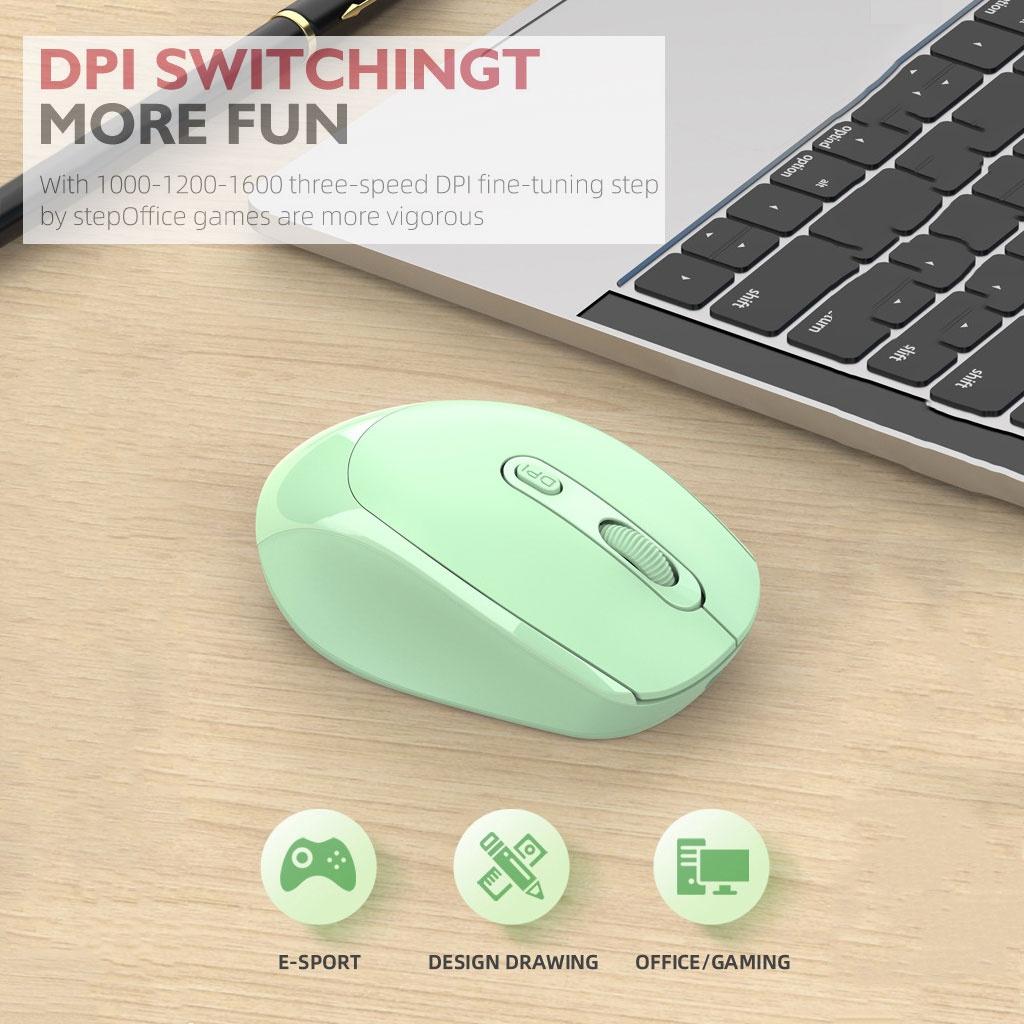 Chuột không dây Bluetooth HXSJ M100B chống ồn, DPI 1600, chế độ kép wireless usb 2.4Ghz &amp; bluetooth - HÀNG CHÍNH HÃNG