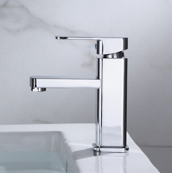 Vòi Lavabo nóng lạnh trụ vuông - Hợp kim + 2 dây cấp