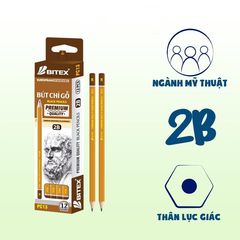 Hộp 12 bút chì mỹ thuật Bitex 2B Premium PC13