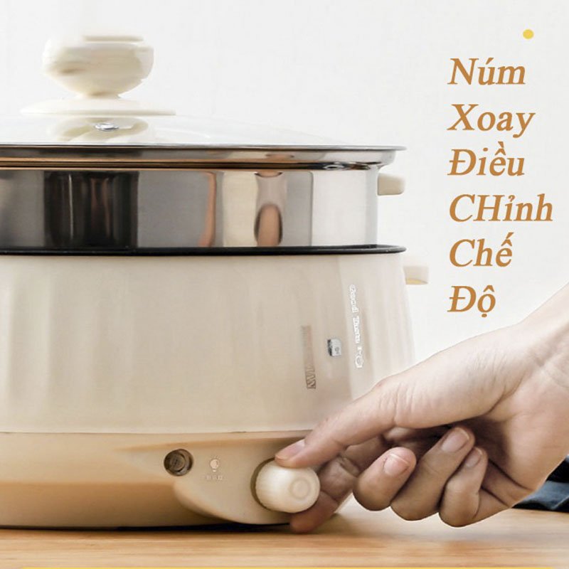 Nồi lẩu điện Mishio MK275 kèm xửng hấp inox - Hàng chính hãng