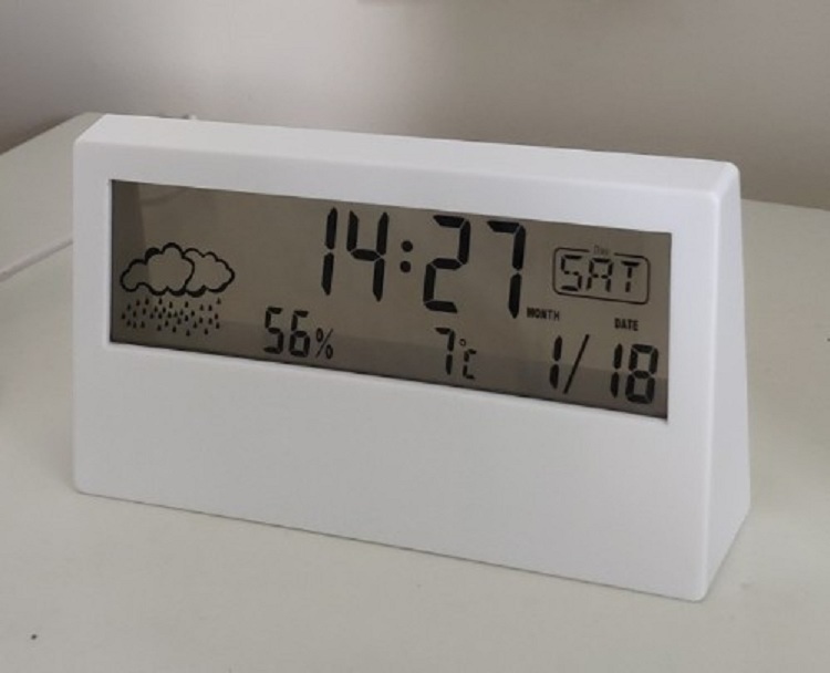 Đồng hồ điện tử để bàn màn hình trong suốt ( Hiển thị thời gian, lịch, thời tiết, đo nhiệt độ, độ ẩm )