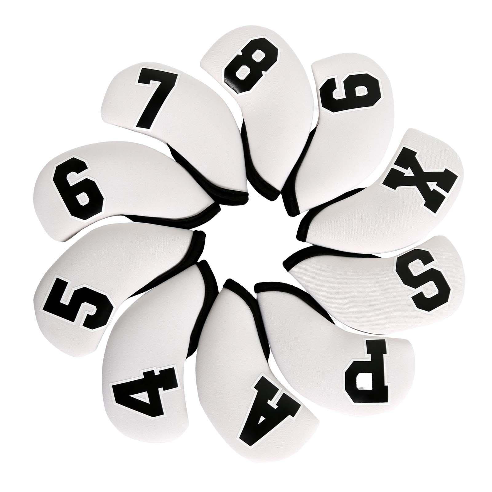 10x Golf Iron Covers Waterproof PU Sleeves Golf Club Head Covers Accessories