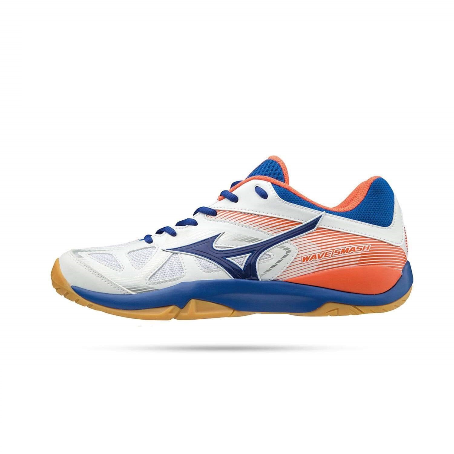 Giày bóng chuyền, giày cầu lông chuyên dụng Mizuno Wave Smash 71GA196027 mẫu mới dành cho nam màu trắng phối cam đủ size
