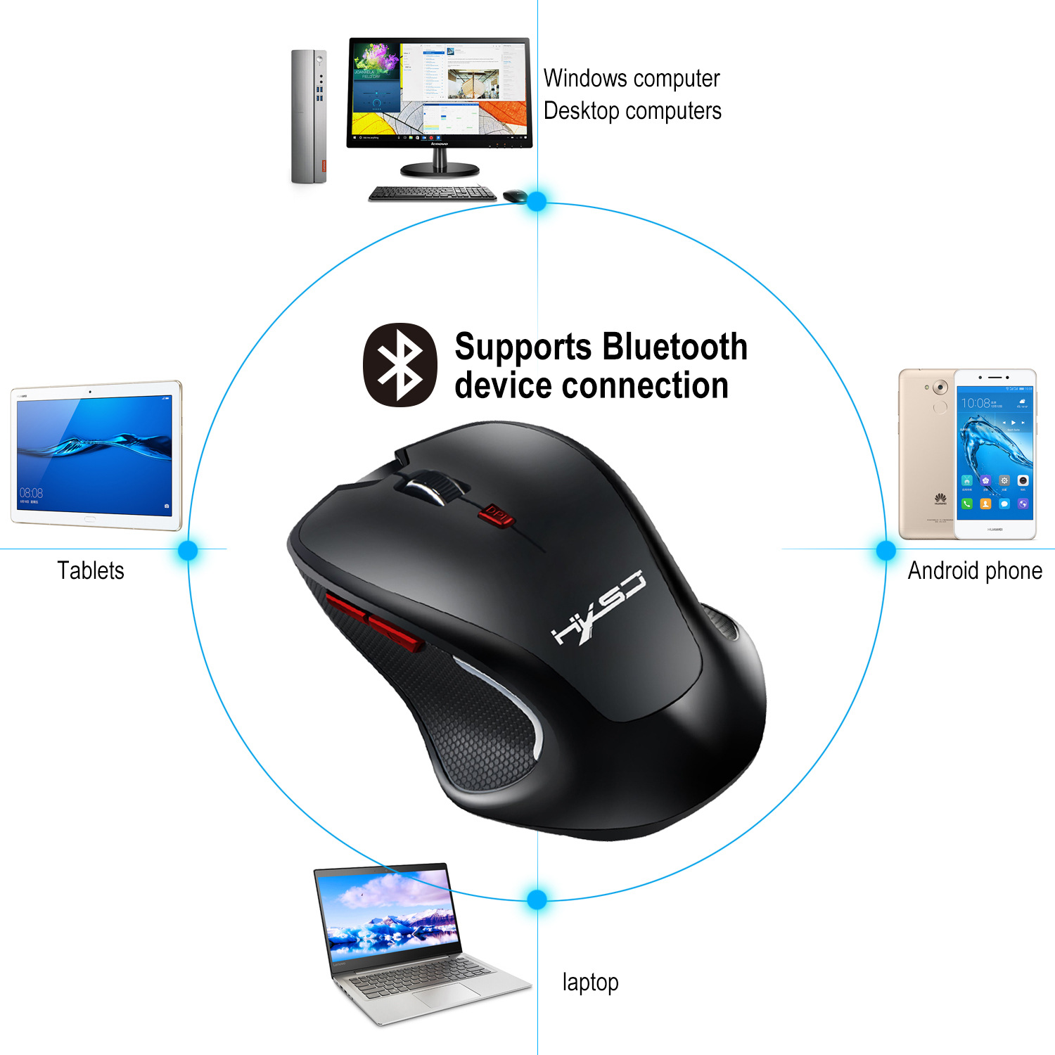 Chuột Game Bluetooth 3.0 HXSJ T21, Chuột không dây Bluetooth 3.0 cao cấp - Hàng chính hãng