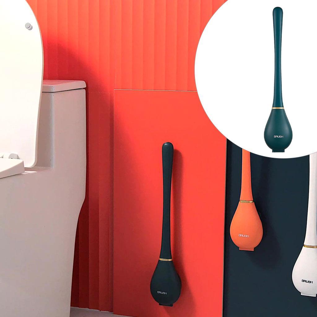 Silicone Toilet Brush with Holder Wall Mounted Cleaning Bathroom Brushes Set