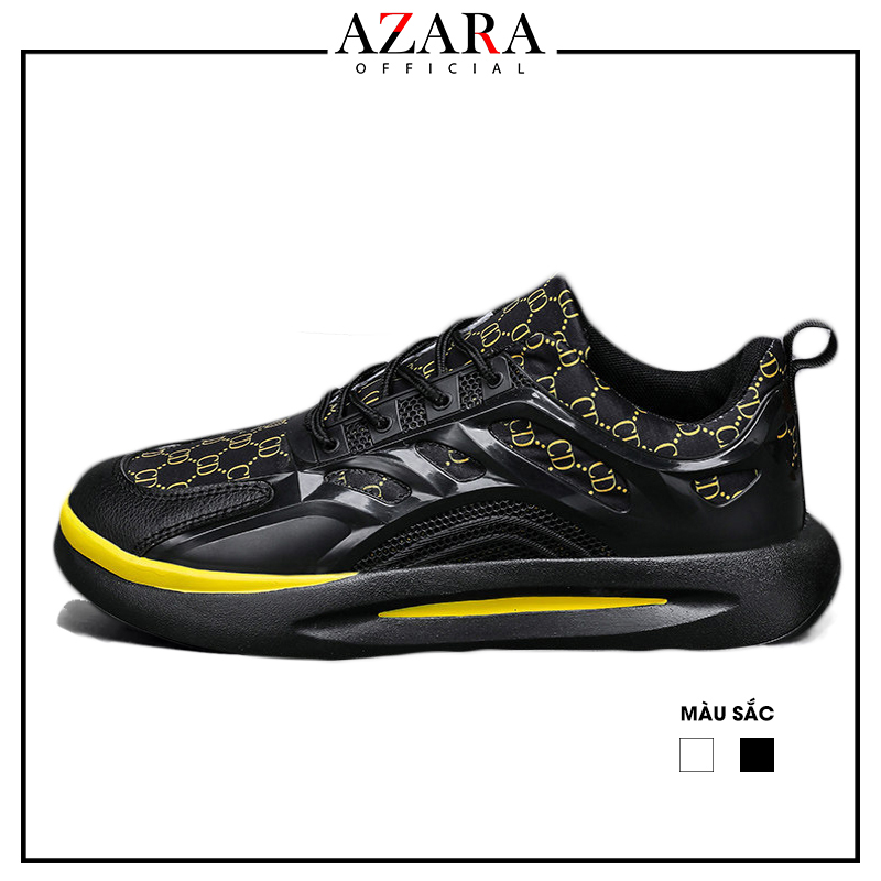 Giày Thể Thao Nam AZARA - Sneaker Màu Đen - Màu Trắng , Đế Cao Su Thoáng Khí, Phối Đồ Cực Chất- G5558