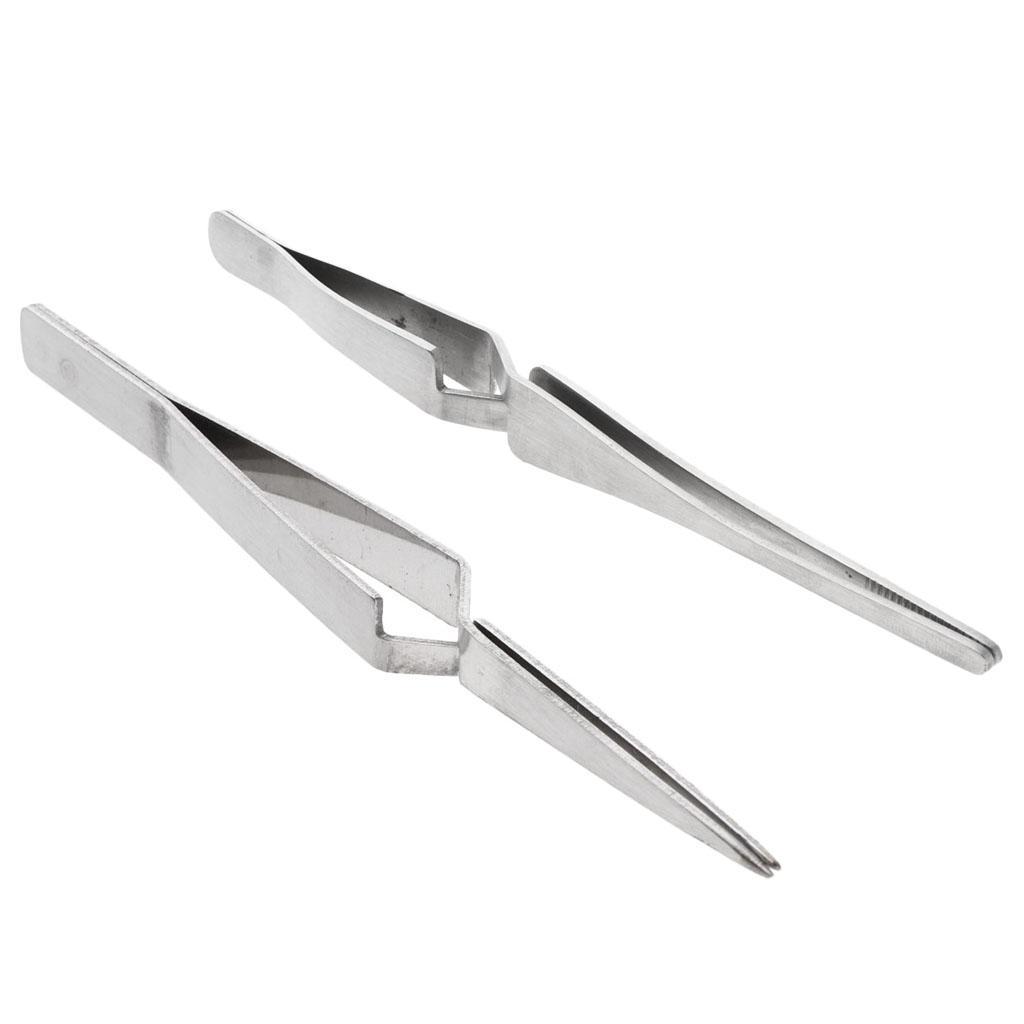 Pack of 2pieces, Stainless Cross Tweezers Self Locking Reverse Action Jewellers Eyebrow