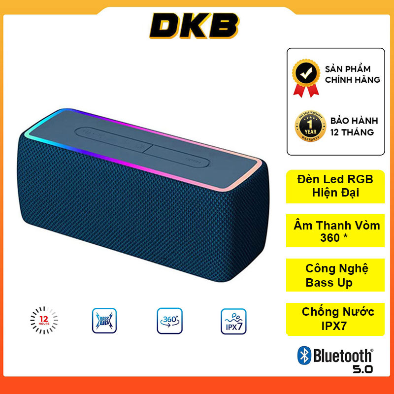 Loa Bluetooth DKB W3-Pro Bản Cao Cấp, Chống Nước IPX5, Công Suất 10W, Kết Nối Bluetooth 5.0, Âm Thanh Siêu Trầm, Tích Hợp Auto Led RGB - Hàng Chính Hãng