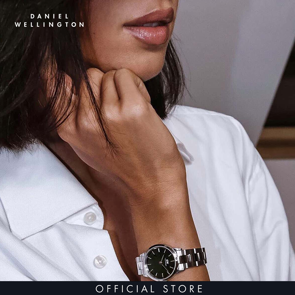 Đồng hồ Nam, Nữ Daniel Wellington dây thép không gỉ - Iconic Link mặt đen - vỏ