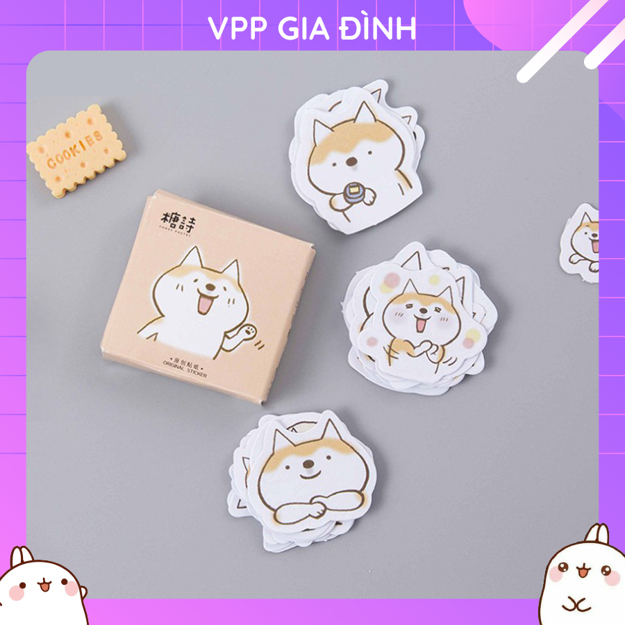 Hộp 45 Miếng Nhãn Dán Sticker Trang Trí Chó Shiba Inu