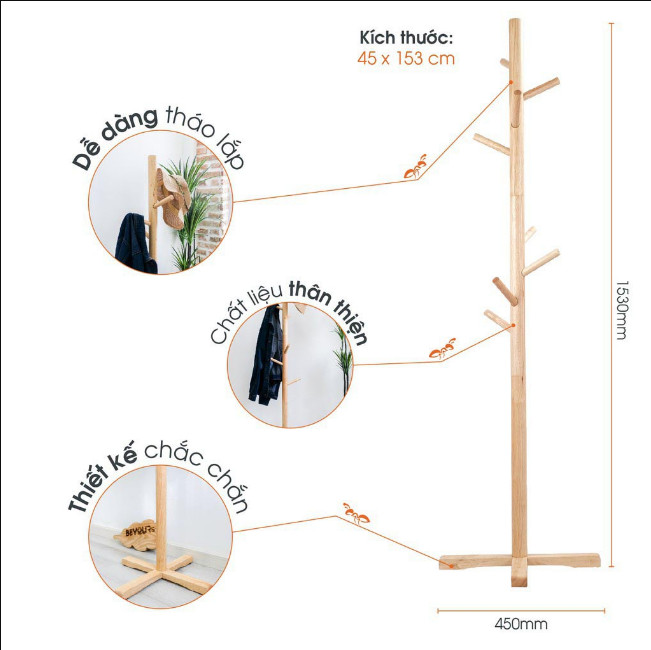 Cây treo quần áo phong cách Hàn Quốc