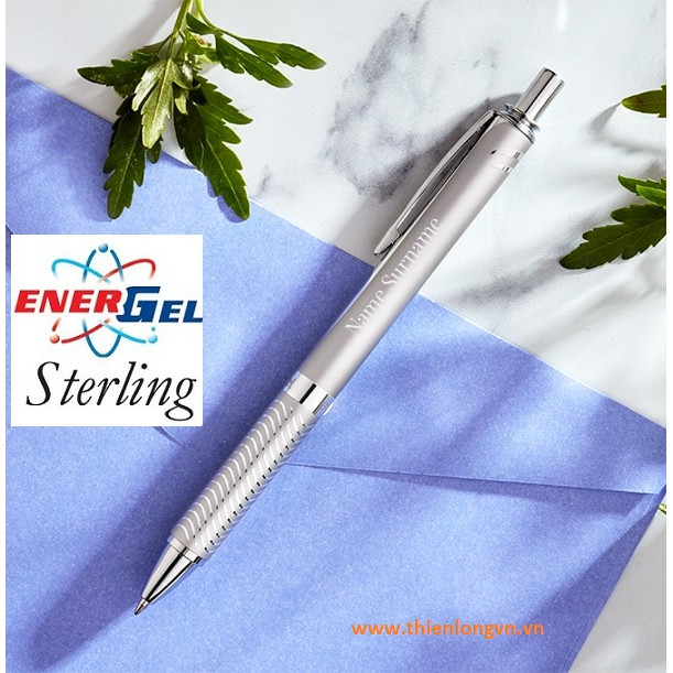 Bút ký cao cấp Pentel BL407; mực xanh thân bút bạc