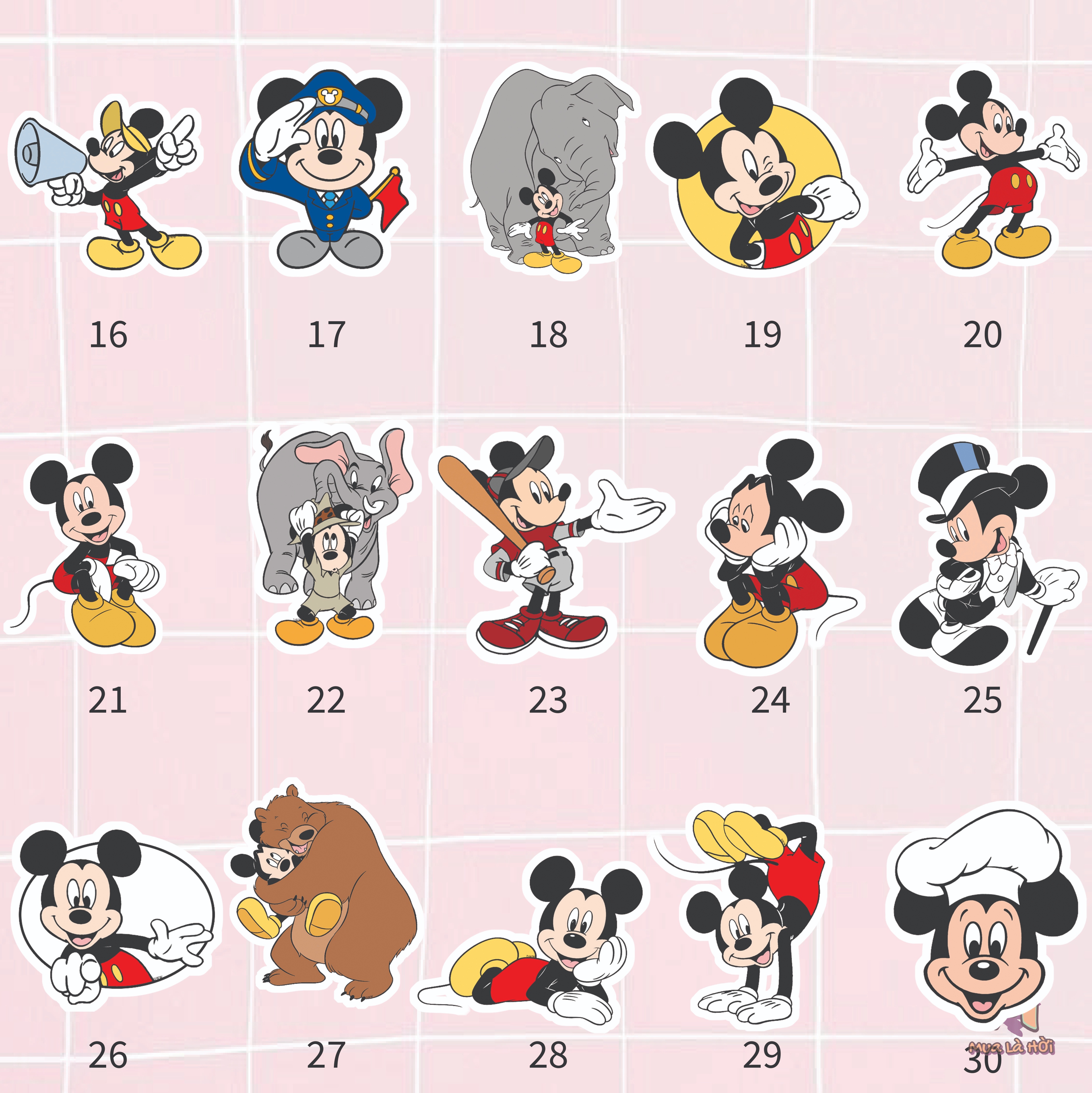 Miếng dán Stickers chủ đề Chuột Mickey &amp; Chuột Minnie