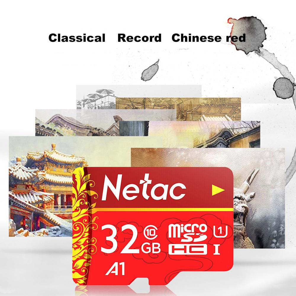 Thẻ nhớ Netac TF (MicroSD) A1 U1 C10 Máy ghi lưu lượng Giám sát Camera Thẻ lưu trữ điện thoại di động-Màu đỏ-Size