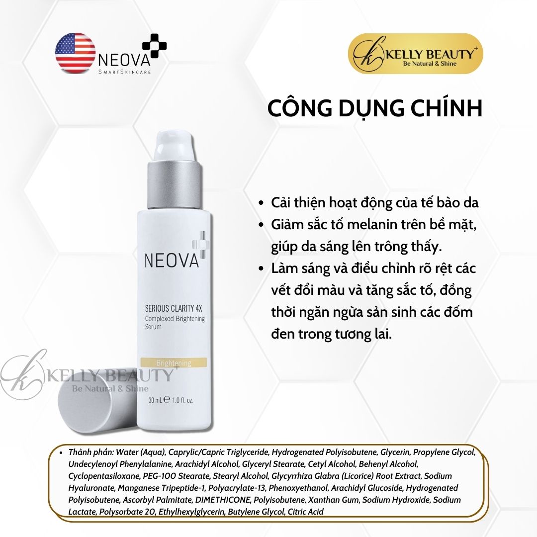 Serum Trắng Sáng Da NEOVA Serious Clarity 4X | Kelly Beauty