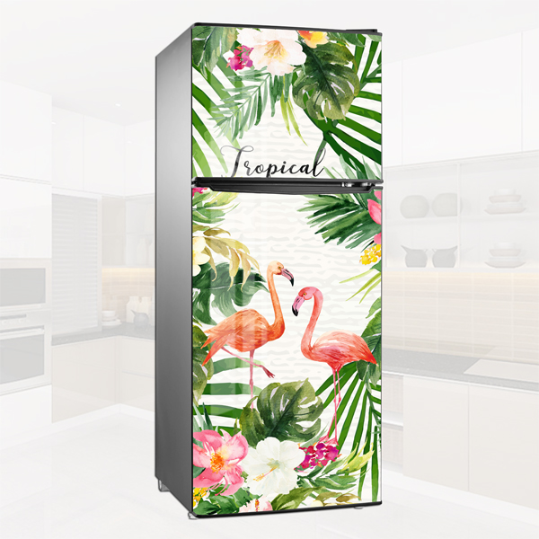 Miếng Decal Dán Trang Trí Tủ Lạnh Hoa Lá Nhiệt Đới Tropical Phong Cách Đương Đại