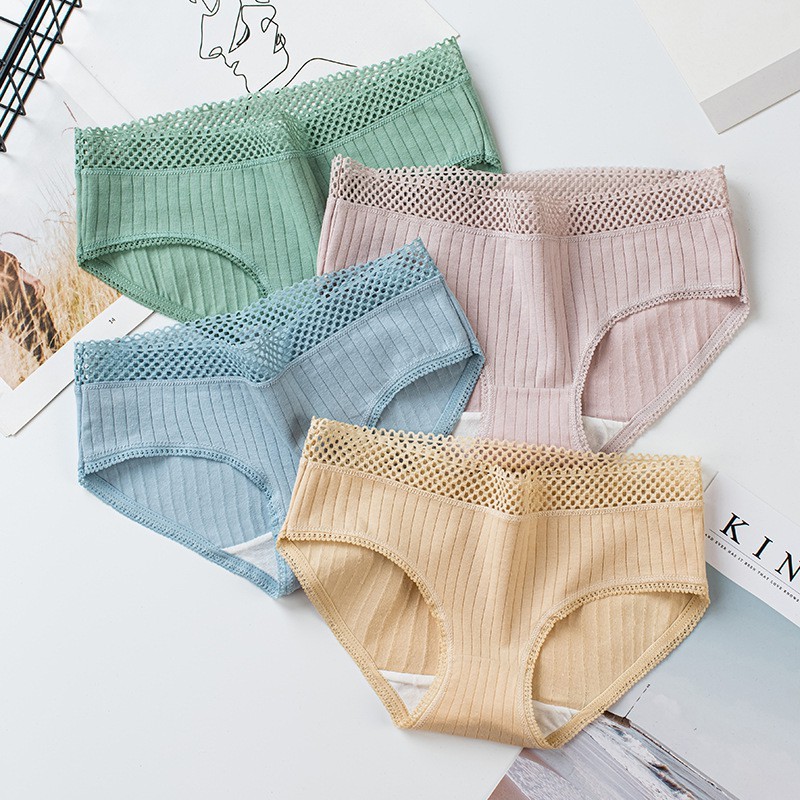 Combo 10 Quần Lót Cotton Tăm Gân Sọc Bản To - Trộn Màu Ngẫu Nhiên- Freesize