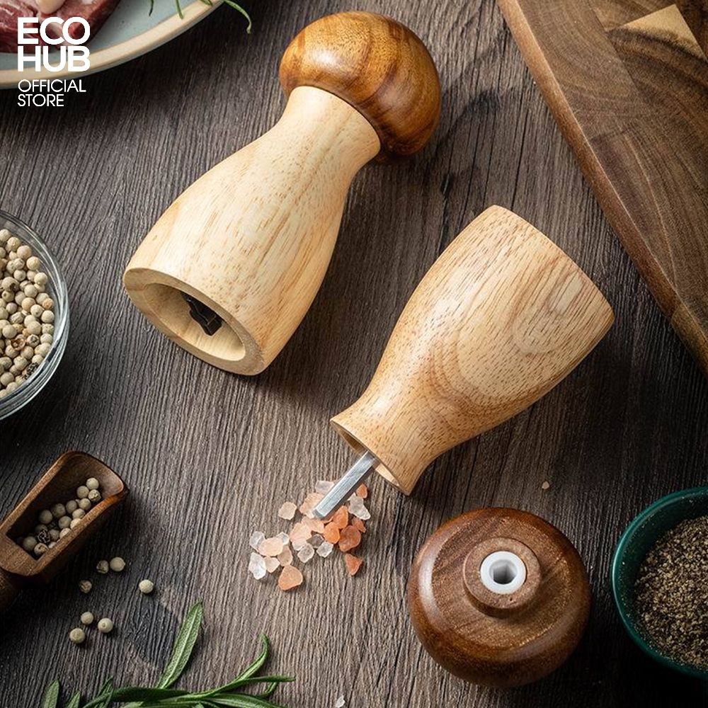 Hình ảnh Dụng cụ xay tiêu có cầm tay ECOHUB bằng gỗ dạng hình nấm (Pepper Grinder) | E00415