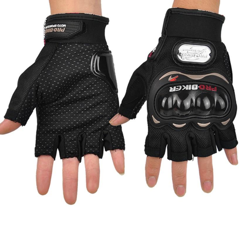 Găng tay hở ngón PRO Biker 206374 tặng móc khóa da thật