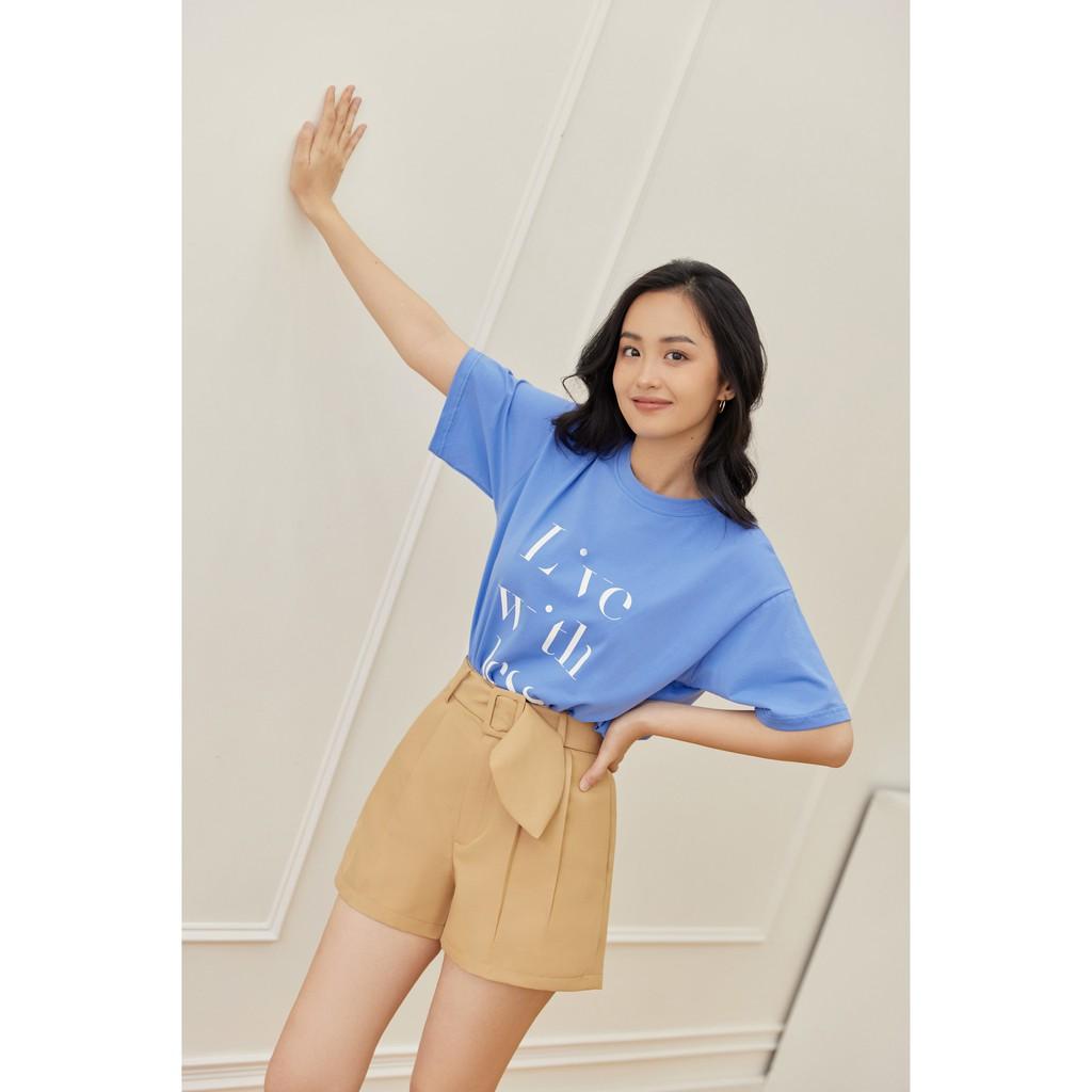 Quần Short Phối Thắt Lưng Màu Nâu EDINI - S142