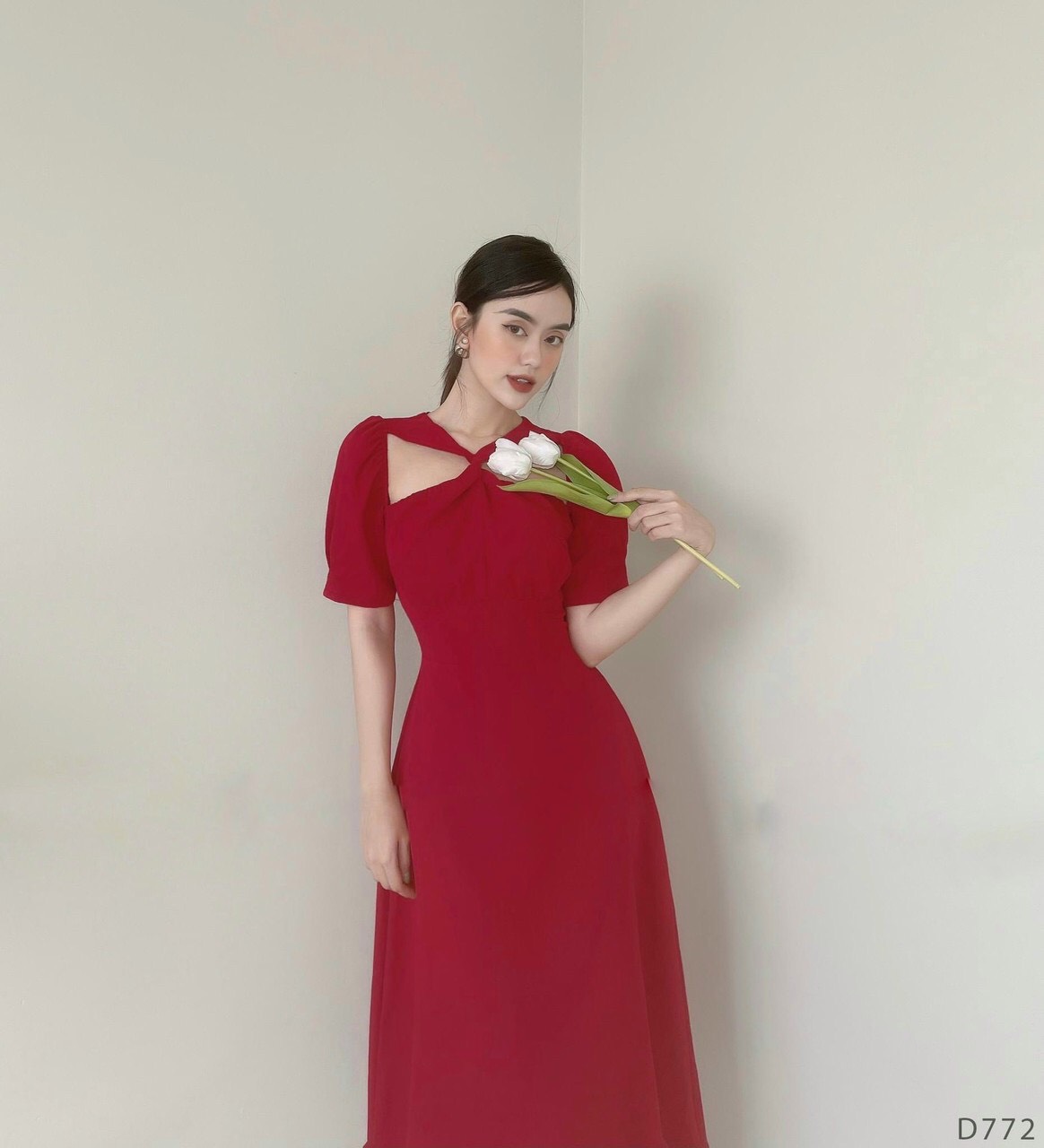 Đầm xoắn ngực dáng xòe - váy nữ dự tiệc sang chảnh