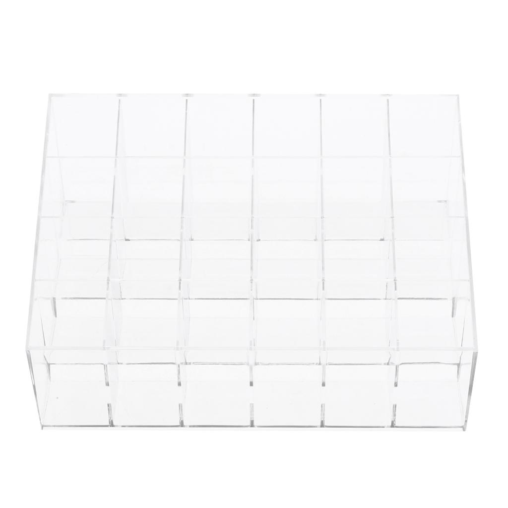 24 Grids Lipstick Nail Polish Holder Display Clear Acrylic Makeup Organizer
