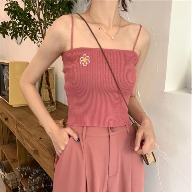 Áo 2 dây bún thêu hoa cúc