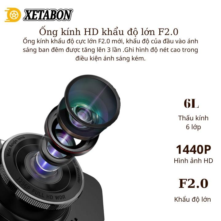 Camera hành trình ô tô K10 XETABON Full HD 1080p, góc quay rộng 170 độ ghi hình kép