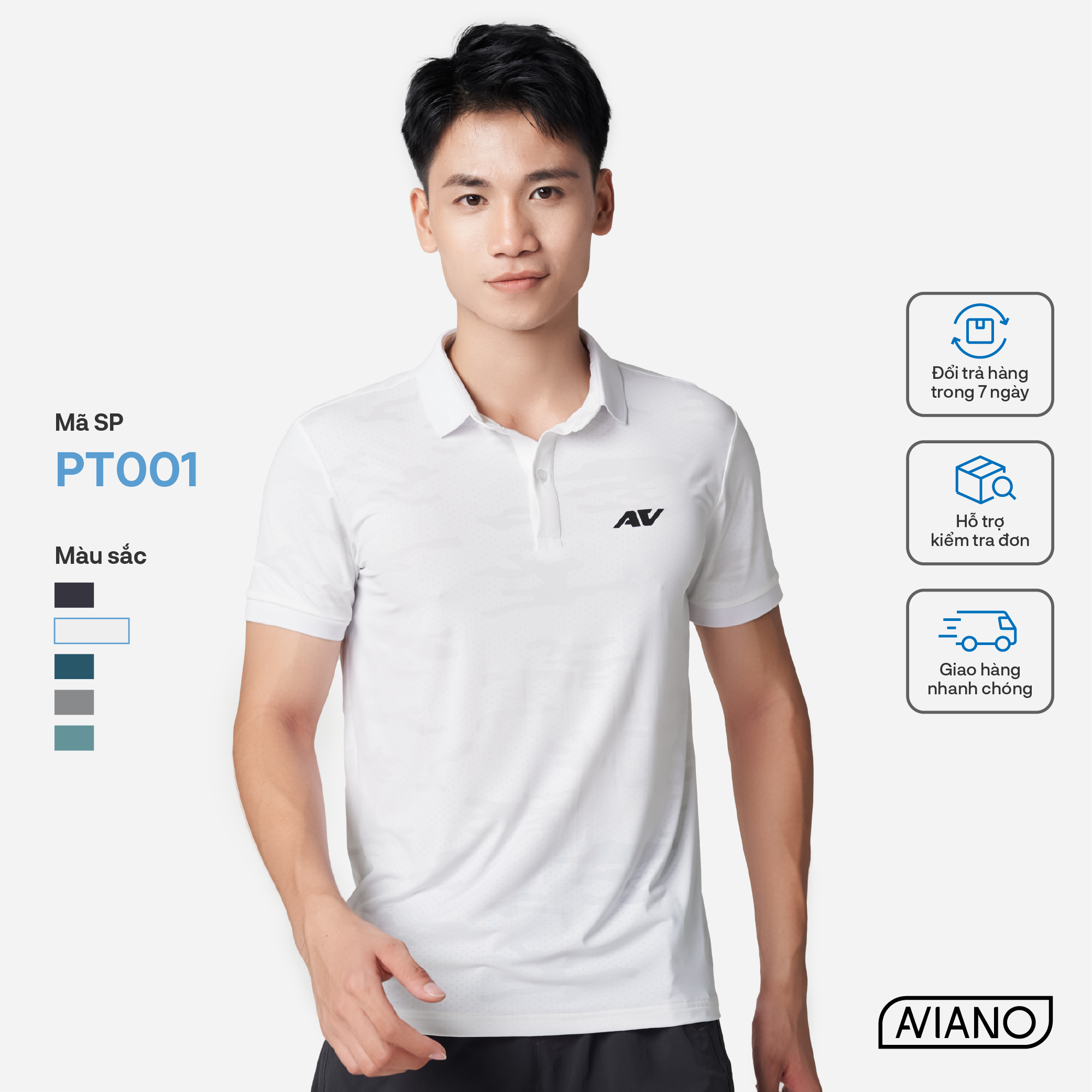 Áo Polo Thể Thao Nam Công Nghệ Microfiber Dryfit Siêu Mát AVIANO, Áo Polo Nam Chất Liệu Thoáng Khí, 5 Màu Basic