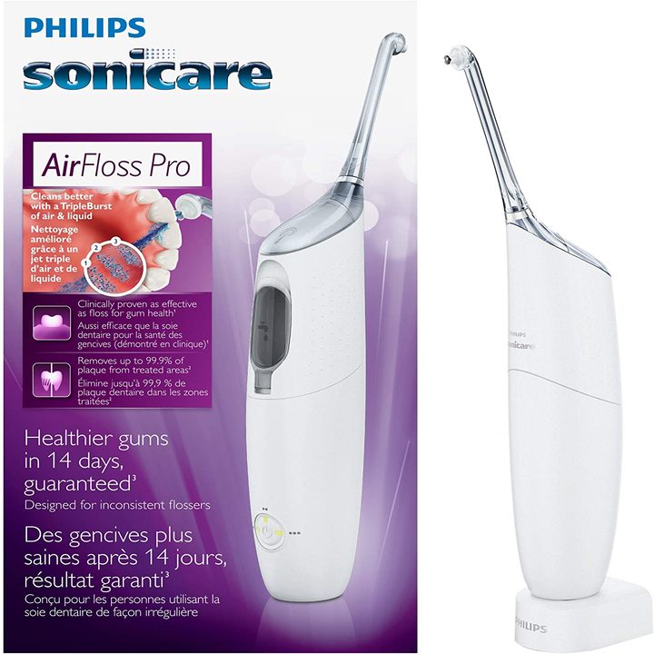 Máy tăm nước Philips Sonicare AirFloss Pro Ultra HX8331/01 dùng pin sạc tiện dụng, tích hợp 3 chế độ phun khác nhau - Hàng Nhập Khẩu