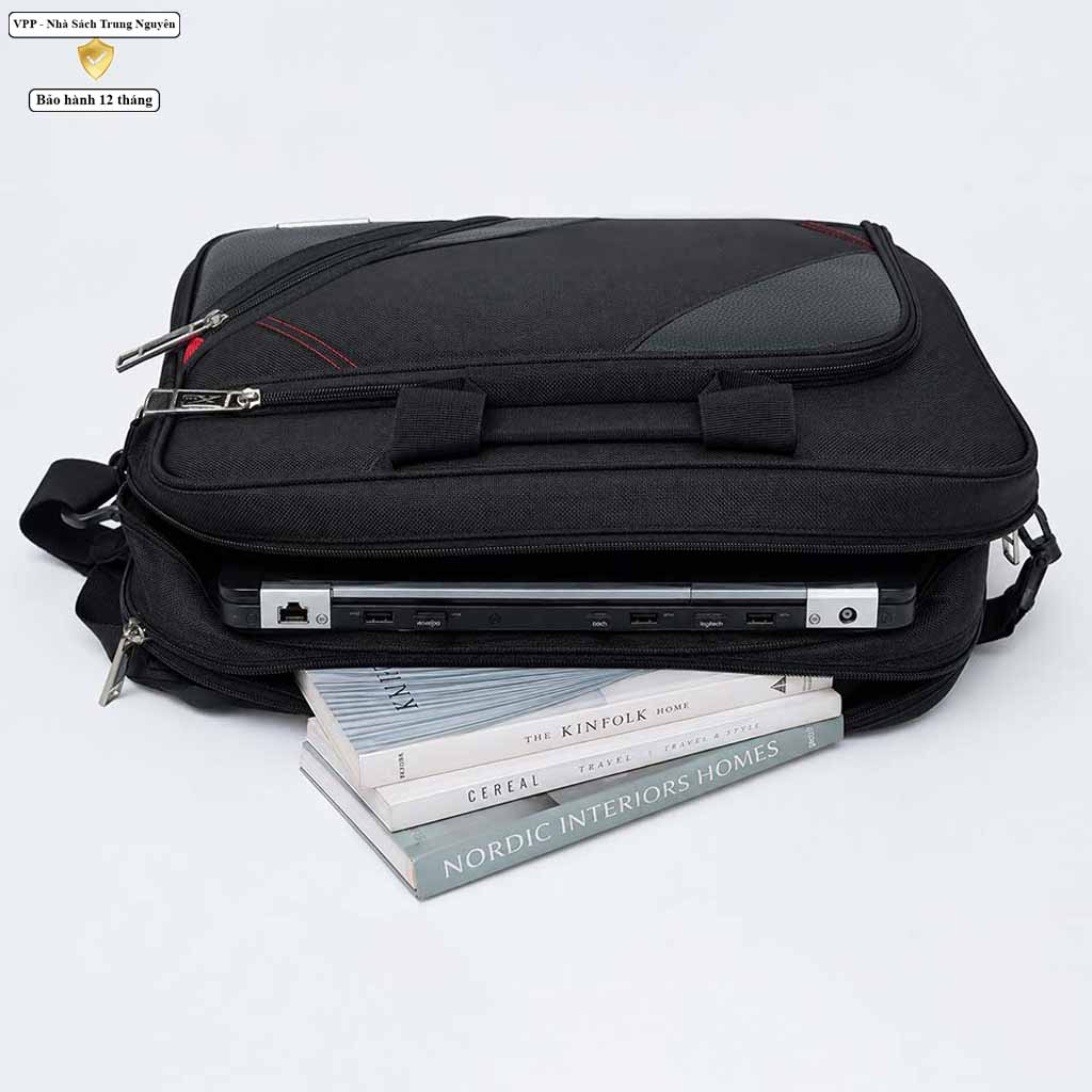 Cặp Laptop Công Sở Nam Xbags Mutil Class Pro Thiết Kế Đen Phối Chỉ Đỏ Trẻ Trung Lịch Sự - XB4103