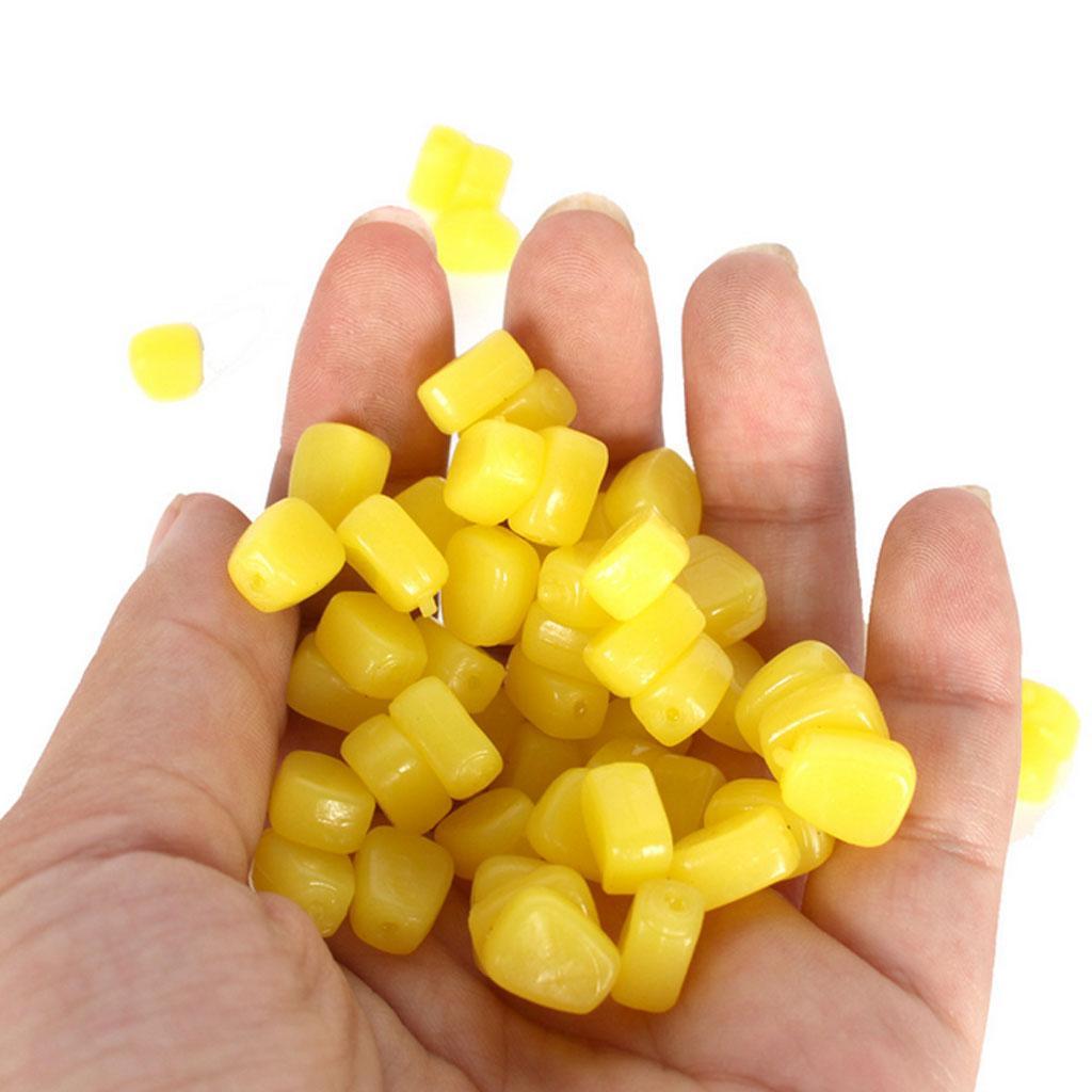 100Pcs Yellow Simulation Soft Baits Corn Carp Fishing Lures Floating Baits Pop-up Bait Fish Tool with Nice Scent