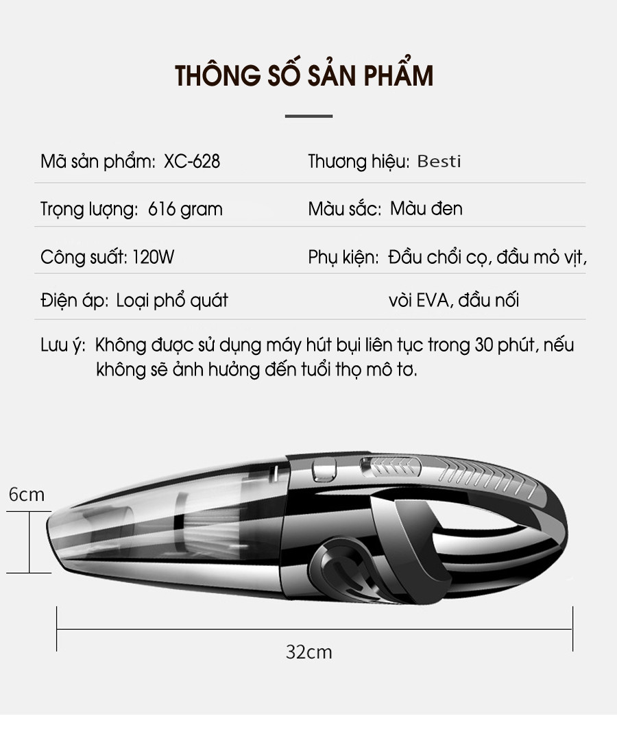 Máy Hút Bụi Cầm Tay Không Dây Besti - Hàng Chính Hãng