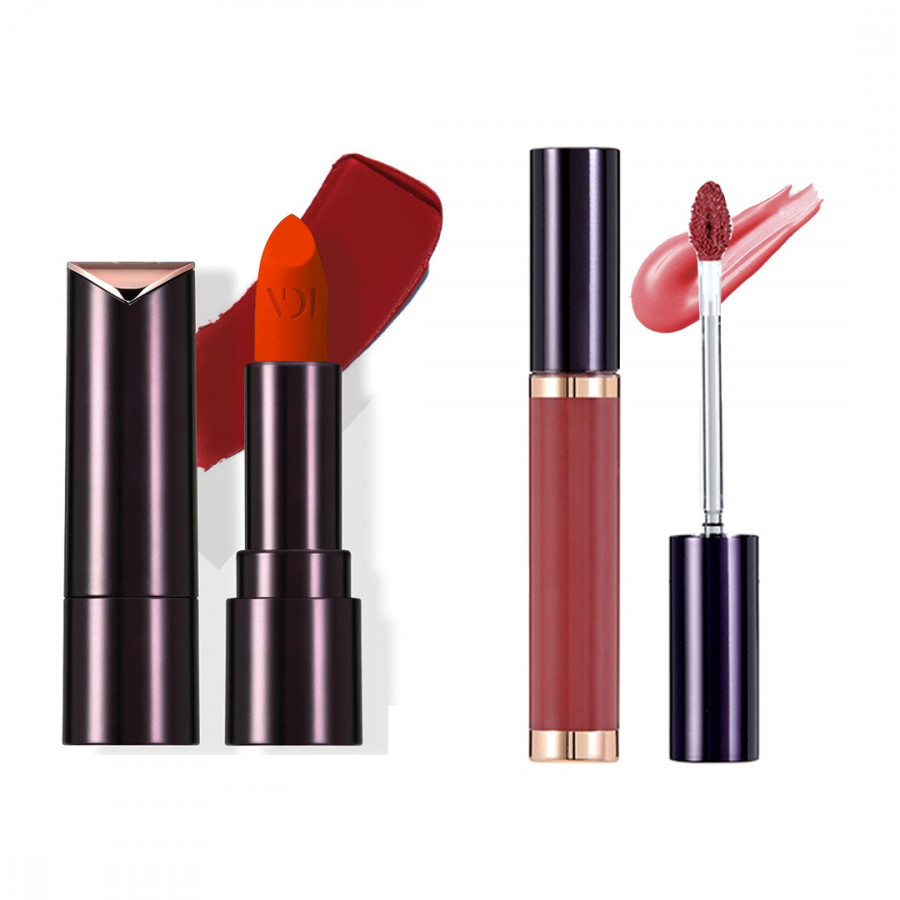 Bộ trang điểm môi VDIVOV son lì Lip Cut Rouge Velvet RD309 ORANGE CUT 3.8g và son bóng Lip Cut Shine Gloss DASHING ROSE 5g