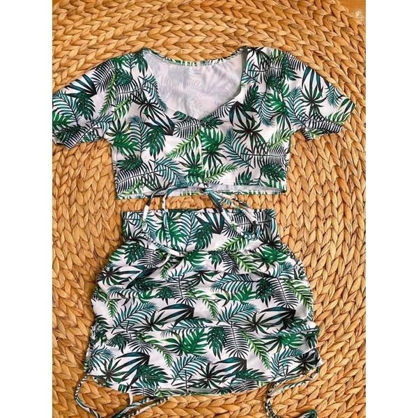 Bikini biển 2 mảnh ️ Siêu hót ️ Đồ bơi tay ngắn phối quần rút hông